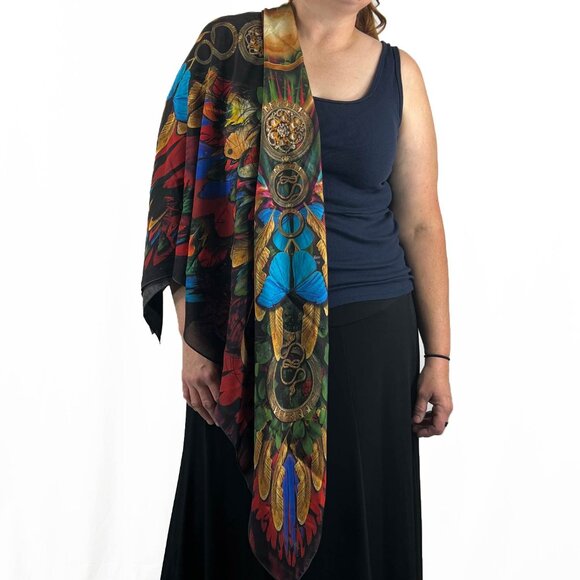 Scarlet Macaw Square Silk Modal Oversized Scarf - Picture 4 of 5